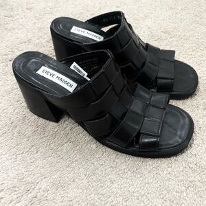 Steve Madden Vintage Y2K Black Leather Huarache Mules